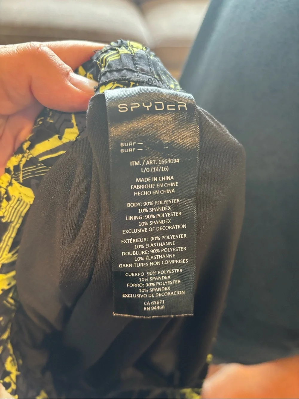 Spyder Boys Grey and Neon Yellow Swim Trunks